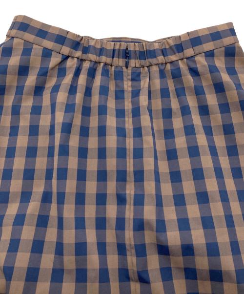 UNTITLED（アンタイトル）UNTITLED (アンタイトル) ギンガムチェックAラインスカート 後ろウエストゴム　洗える　日本製 ネイビー×ブラウン サイズ:00/XSの古着・服飾アイテム