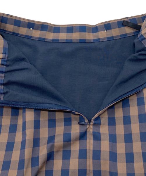 UNTITLED（アンタイトル）UNTITLED (アンタイトル) ギンガムチェックAラインスカート 後ろウエストゴム　洗える　日本製 ネイビー×ブラウン サイズ:00/XSの古着・服飾アイテム