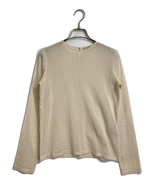 Curensology（カレンソロジー）Curensology (カレンソロジー) コットンチュールブラウス　長袖ブラウス　長袖カットソー　ロングスリーブカットソー　日本製 ベージュ サイズ:実寸参照の古着・服飾アイテム