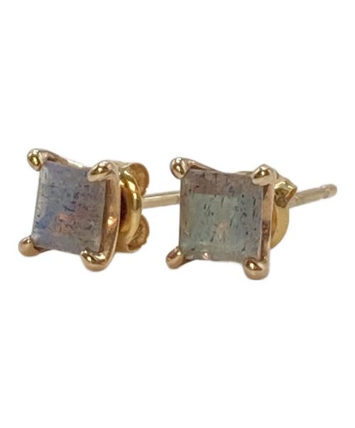 agete（アガット）agete (アガット) K10ピアス　スクエアピアス ゴールド×ピンク サイズ:実寸参照の古着・服飾アイテム