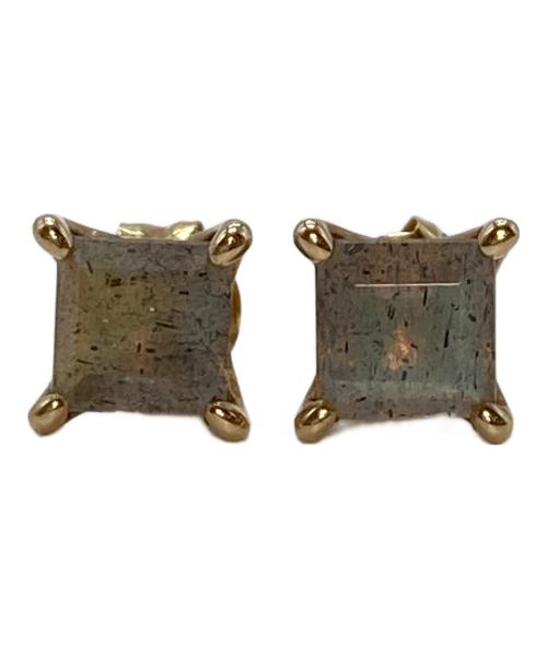 agete（アガット）agete (アガット) K10ピアス　スクエアピアス ゴールド×ピンク サイズ:実寸参照の古着・服飾アイテム