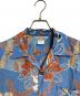 land of aloha (ランド オブ アロハ) 【古着】アロハシャツ　半袖シャツ　柄シャツ　USA製 ブルー サイズ:実寸参照：4500円