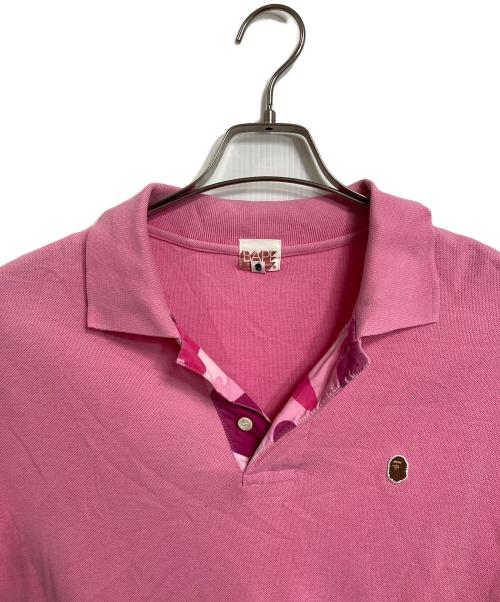 BAPE BY A BATHING APE（ベイプバイアベイシングエイプ）BAPE BY A BATHING APE (ベイプバイアベイシングエイプ) ポロシャツ　半袖シャツ　日本製 ピンク サイズ:Mの古着・服飾アイテム