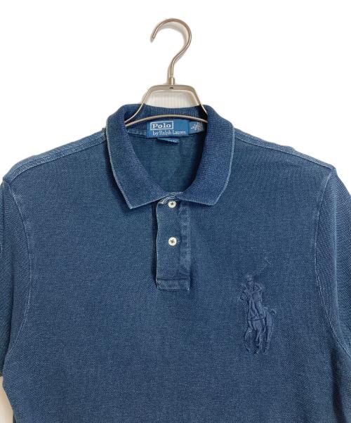 POLO RALPH LAUREN（ポロ・ラルフローレン）POLO RALPH LAUREN (ポロ・ラルフローレン) ビッグポニー後染めポロシャツ　POLO RALPH LAUREN 国内代理店表記有 インディゴ サイズ:Lの古着・服飾アイテム