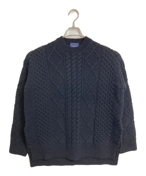 yunahica（ユナヒカ）yunahica (ユナヒカ) chieko (チエコ) アランニット　長袖ニット　ウールニット　日本製 ブラック サイズ:2の古着・服飾アイテム