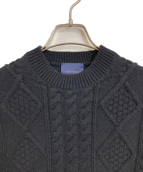 yunahica（ユナヒカ）yunahica (ユナヒカ) chieko (チエコ) アランニット　長袖ニット　ウールニット　日本製 ブラック サイズ:2の古着・服飾アイテム