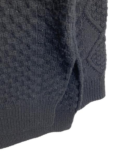 yunahica（ユナヒカ）yunahica (ユナヒカ) chieko (チエコ) アランニット　長袖ニット　ウールニット　日本製 ブラック サイズ:2の古着・服飾アイテム