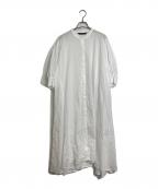 mizuiro-indミズイロインド）の古着「スタンドカラー フレアシャツワンピース」｜ホワイト