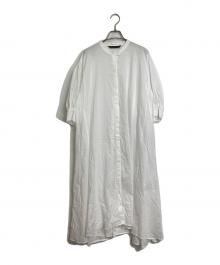 mizuiro-ind（ミズイロインド）の古着「スタンドカラー フレアシャツワンピース」｜ホワイト