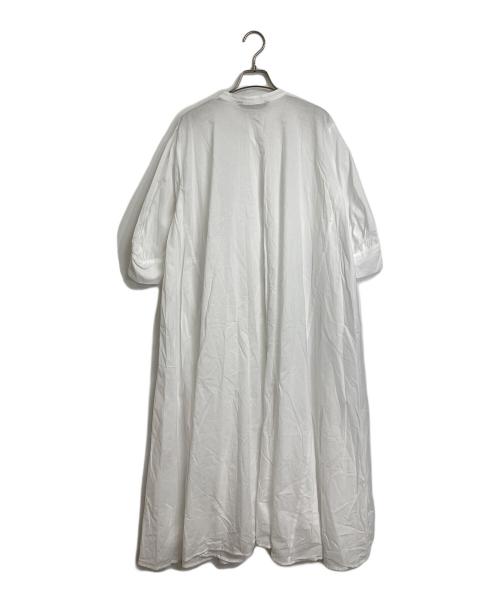 mizuiro-ind（ミズイロインド）mizuiro-ind (ミズイロインド) スタンドカラー フレアシャツワンピース ホワイト サイズ:実寸参照の古着・服飾アイテム