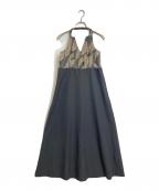 Ezickエジック）の古着「Leaf Jacquard コードキャミドレス　キャミワンピース　ロングワンピース　マキシワンピース」｜ブラック×ブラウン