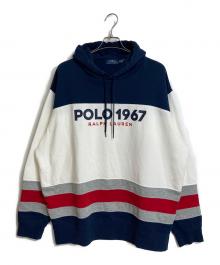 POLO RALPH LAUREN（ポロ・ラルフローレン）の古着「1967 パーカー　フーデット　フード」｜ネイビー×ホワイト