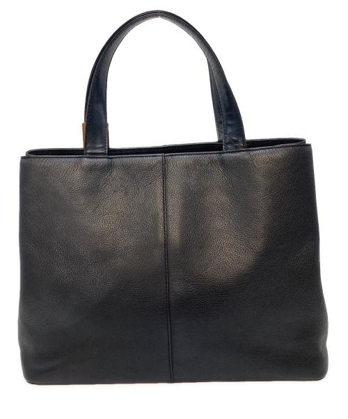 BURBERRY LONDON（バーバリーロンドン）BURBERRY LONDON (バーバリーロンドン) レザーハンドバッグ ゴールド金具ロゴ 内部ノバチェック ブラック×ゴールド サイズ:実寸参照の古着・服飾アイテム
