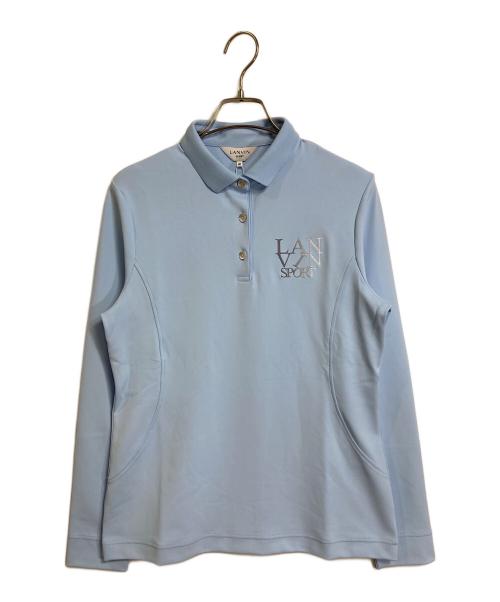 LANVIN（ランバン）LANVIN (ライバン) グラデーションロゴ刺繍長袖ポロシャツ　長袖シャツ　ストレッチ　日本製 スカイブルー サイズ:40 未使用品の古着・服飾アイテム