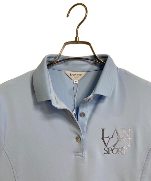 LANVIN（ランバン）LANVIN (ライバン) グラデーションロゴ刺繍長袖ポロシャツ　長袖シャツ　ストレッチ　日本製 スカイブルー サイズ:40 未使用品の古着・服飾アイテム