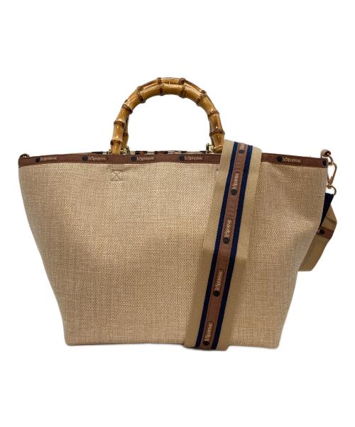 LeSportsac（レスポートサック）LeSportsac (レスポートサック) MED BAMBOO TOTE W/STエクリュムーンラフィア ベージュ サイズ:実寸参照の古着・服飾アイテム