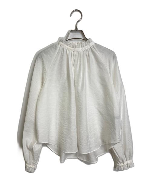 DRESSTERIOR（ドレステリア）DRESSTERIOR (ドレステリア) タックフリルブラウス　長袖ブラウス　スタイリスト亀恭子さんコラボ　オフィスカジュアル　セレモニー　日本製 ホワイト サイズ:34の古着・服飾アイテム