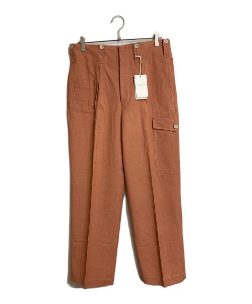 Tangent（タンジェント）Tangent (タンジェント) リネンコットンカーゴパンツ BELGIAN ARMY FIELD TROUSERS ベルギー アーミー フィールド トラウザーズ　センタープレスパンツ オレンジ サイズ:48 未使用品の古着・服飾アイテム