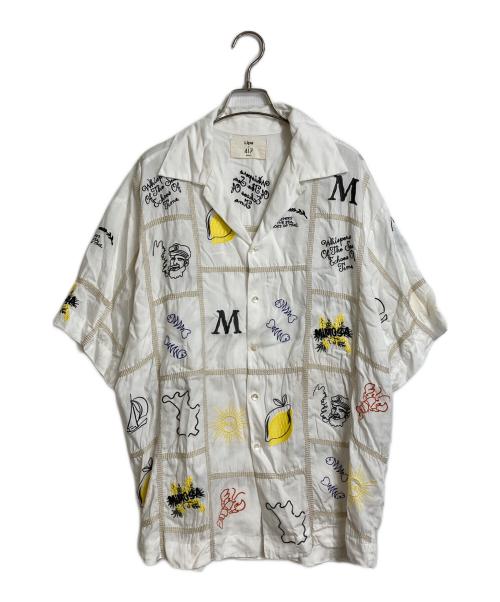 417 by EDIFICE（417 バイ エディフィス）417 by EDIFICE (417 バイ エディフィス) Lipa (リパ) エンブロイダリーシャツ 半袖シャツ ホワイト サイズ:Lの古着・服飾アイテム