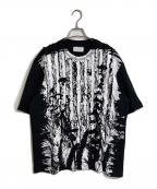 TAAKKターク）の古着「RUFFLE PRINT T-SHIRTS ペイント加工フリルＴシャツ　コットンTシャツ」｜ブラック×ホワイト