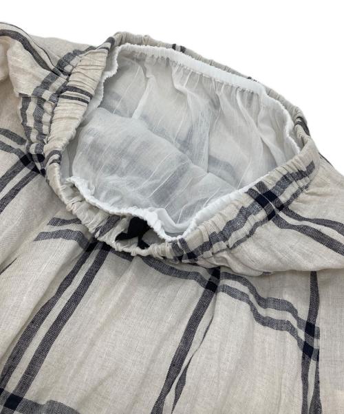 ARGUE（アーギュ）ARGUE (アーギュ) リネンマキシスカート　ロングスカート　チェックスカート　麻 ベージュ×ブラック サイズ:FREEの古着・服飾アイテム