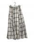 ARGUE（アーギュ）の古着「リネンマキシスカート　ロングスカート　チェックスカート　麻」｜ベージュ×ブラック