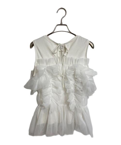 FRAY ID（フレイ アイディー）FRAY ID (フレイ アイディー) チュールコンビ2wayトップス　ノースリーブカットソー ホワイト サイズ:ONE SIZEの古着・服飾アイテム