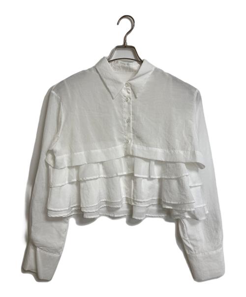 COCODEAL（ココディール）COCODEAL (ココディール) ティアードフリルシャツブラウス　長袖シャツ　長袖ブラウス　セレモニー ホワイト サイズ:2の古着・服飾アイテム