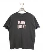 MARY QUANT×PUBLUXマリークヮント×パブリュクス）の古着「袖レース付き フロッキーロゴT  半袖カットソー　Tシャツ　Tee」｜ブラック