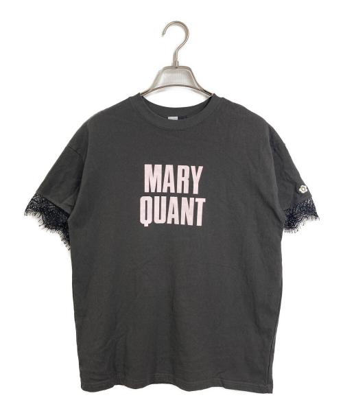 MARY QUANT（マリークヮント）MARY QUANT (マリークヮント) PUBLUX (パブリュクス) 袖レース付き フロッキーロゴT  半袖カットソー　Tシャツ　Tee ブラック サイズ: FREEの古着・服飾アイテム