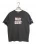 MARY QUANT（マリークヮント）の古着「袖レース付き フロッキーロゴT  半袖カットソー　Tシャツ　Tee」｜ブラック