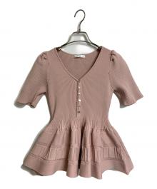 Snidel（スナイデル）の古着「ペプラムニット　半袖ニット　セレモニー」｜ピンク