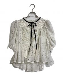 Snidel（スナイデル）の古着「エンブロイダリーブラウス　半袖ブラウス　ドット　セレモニー」｜ホワイト