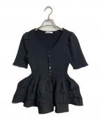 Snidelスナイデル）の古着「ペプラムニット　半袖ニット　セレモニー」｜ブラック