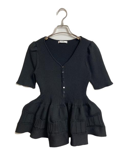 Snidel（スナイデル）Snidel (スナイデル) ペプラムニット　半袖ニット　セレモニー ブラック サイズ:ONE SIZEの古着・服飾アイテム