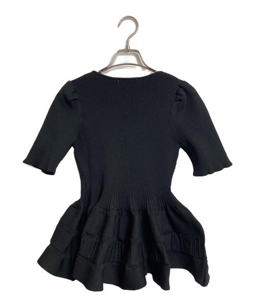 Snidel（スナイデル）Snidel (スナイデル) ペプラムニット　半袖ニット　セレモニー ブラック サイズ:ONE SIZEの古着・服飾アイテム