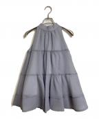 Lily Brownリリーブラウン）の古着「アメスリティアードブラウス　ノースリーブブラウス　ボウタイブラウス　セレモニー」｜グレー