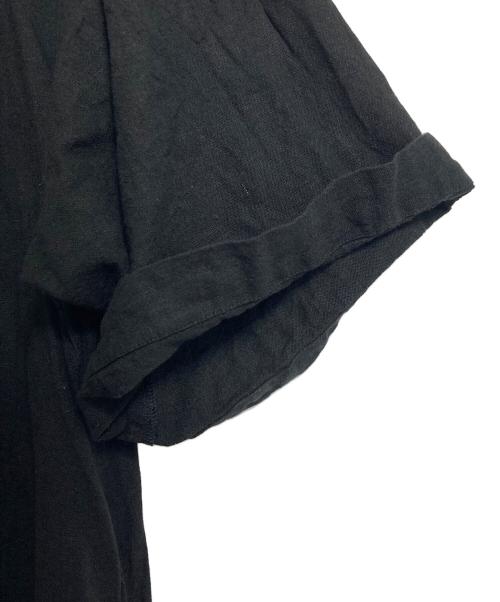 yuw（ユウ）yuw (ユウ) リネンショールカラーワンピース　半袖ワンピース　ロングワンピース　マキシワンピース　麻 ブラック サイズ:FREEの古着・服飾アイテム