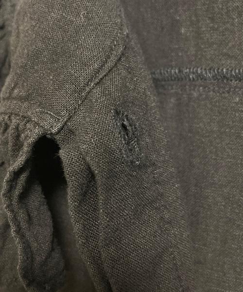 yuw（ユウ）yuw (ユウ) リネンショールカラーワンピース　半袖ワンピース　ロングワンピース　マキシワンピース　麻 ブラック サイズ:FREEの古着・服飾アイテム