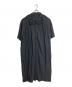 yuw（ユウ）の古着「リネンショールカラーワンピース　半袖ワンピース　ロングワンピース　マキシワンピース　麻」｜ブラック