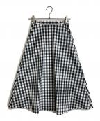 UNTITLEDアンタイトル）の古着「ギンガムチェックAラインスカート　後ろウエストゴム　洗える　日本製」｜ブラック×ホワイト