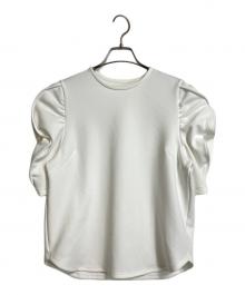 trefle+1（トレフルプラスワン）の古着「エレファントトップス　ハーフスリーブカットソー　袖フリル　セレモニー」｜ホワイト