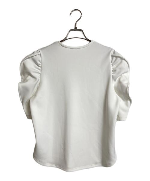 trefle+1（トレフルプラスワン）trefle+1 (トレフルプラスワン) エレファントトップス　ハーフスリーブカットソー　袖フリル　セレモニー ホワイト サイズ:実寸参照の古着・服飾アイテム