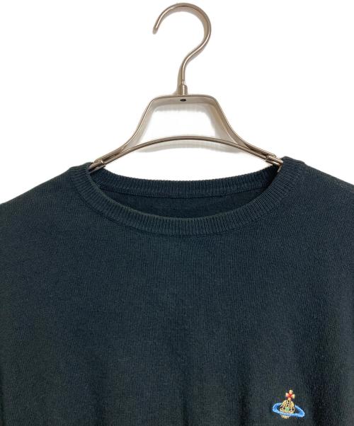 Vivienne Westwood（ヴィヴィアンウエストウッド）Vivienne Westwood (ヴィヴィアンウエストウッド) オーブ柄半袖ニット　コットンニット　イタリア製 ブラック サイズ:Lの古着・服飾アイテム