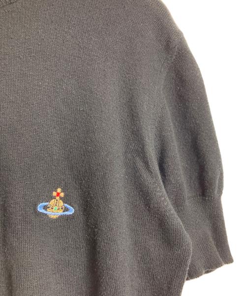 Vivienne Westwood（ヴィヴィアンウエストウッド）Vivienne Westwood (ヴィヴィアンウエストウッド) オーブ柄半袖ニット　コットンニット　イタリア製 ブラック サイズ:Lの古着・服飾アイテム