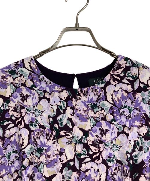 LAUREN RALPH LAUREN（ローレンラルフローレン）LAUREN RALPH LAUREN (ローレンラルフローレン) ワンピース　　フラワープリントワンピース　ロングワンピース　長袖ワンピース　花柄　総柄 パープル サイズ:6 未使用品の古着・服飾アイテム