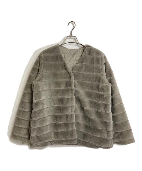 SOEJU（ソージュ）SOEJU (ソージュ) リバーシブルノーカラージャケット　アウター　中綿ジャケット　ファージャケット グレー サイズ:Tの古着・服飾アイテム