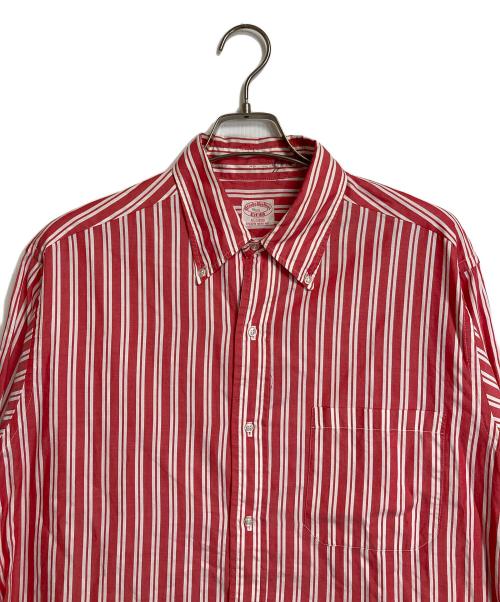 BROOKS BROTHERS（ブルックスブラザーズ）BROOKS BROTHERS (ブルックスブラザーズ) 【古着】50’Sボタンダウンシャツ　Est. 1818 6ボタン　ストライプ　印字タグ　スタンプタグ　ラウンドカット　50年代 レッド×ホワイト サイズ:17Rの古着・服飾アイテム