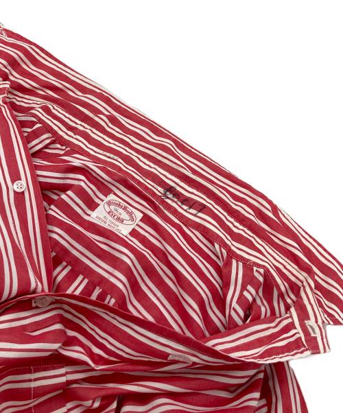 BROOKS BROTHERS（ブルックスブラザーズ）BROOKS BROTHERS (ブルックスブラザーズ) 【古着】50’Sボタンダウンシャツ　Est. 1818 6ボタン　ストライプ　印字タグ　スタンプタグ　ラウンドカット　50年代 レッド×ホワイト サイズ:17Rの古着・服飾アイテム