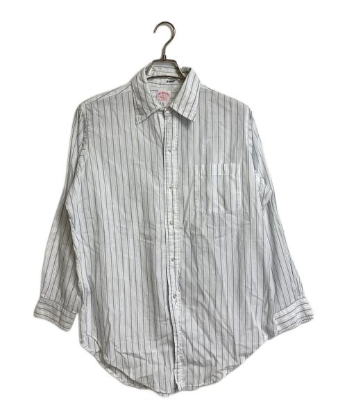 BROOKS BROTHERS（ブルックスブラザーズ）BROOKS BROTHERS (ブルックスブラザーズ) 【古着】シャツ　60~70’S/S Makers 6ボタン　ラウンドカット　ストライプ　60年代　70年代 ホワイト×ブルー サイズ:16−2の古着・服飾アイテム